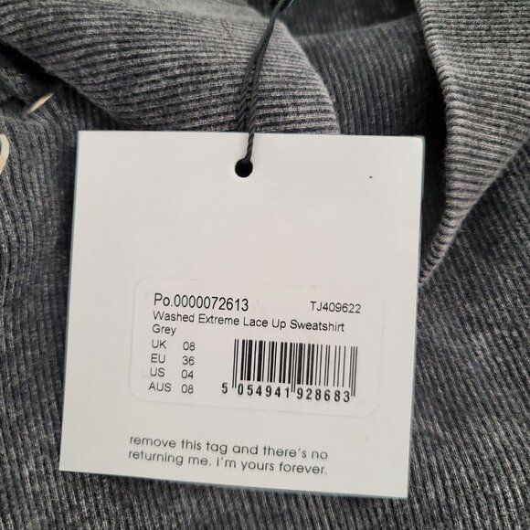 Missguided Women's Gray Washed Extreme Lace Up Turtleneck Sweatshirt Size US 4 - Picture 4 of 16